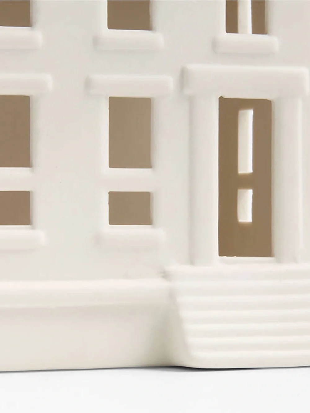 Crate & Barrel White Ceramic Holiday Gothic Revival Brownstone